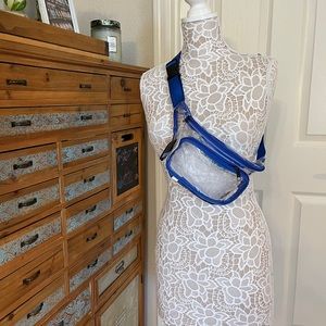 Clear/ Transparent Belt Bag/ Waist Bag- Blue Accents